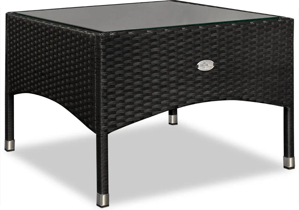 Ratanový stolík / čajový stôl - 58 x 58 x 42 cm - čierny
