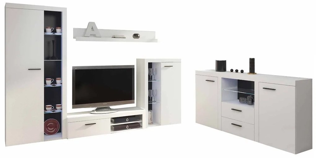 Obývacia stena Rodos s komodou, Farby: dub olejový, Osvetlenie: bez osvetlenia