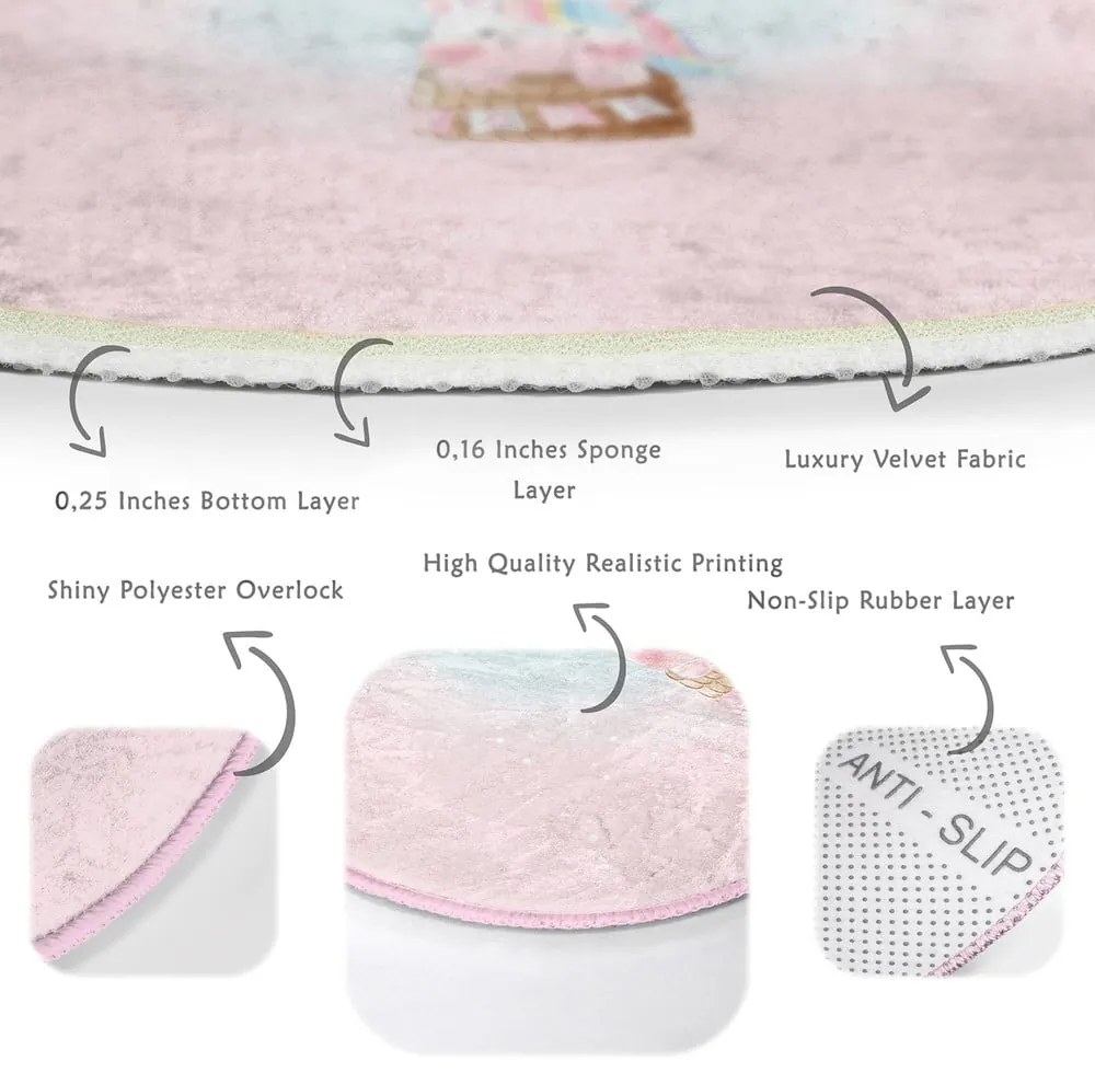 Ružový detský koberec ø 80 cm Comfort – Mila Home