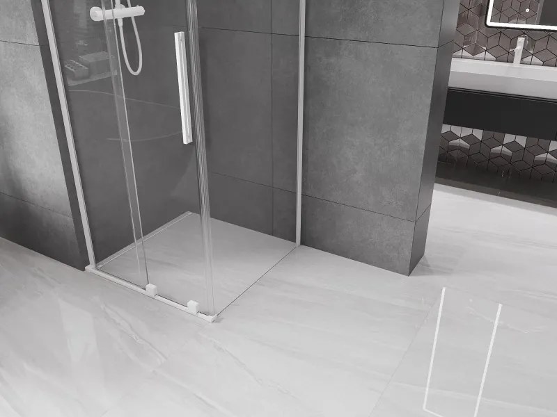 Mexen Velar L, sprchový kút s posuvnými dverami 120 x 120 cm, 8mm číre sklo, biela matná, 871-120-120-03-20