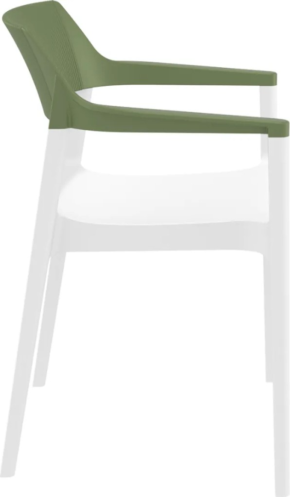 TULUM záhradná stolička s podrúčkami white/olive green