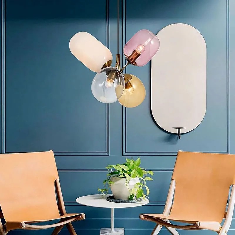 Toolight Toolight, Stropné svietidlo zo skla viacfarebné E14 60W APP436-4C, OSW-00565