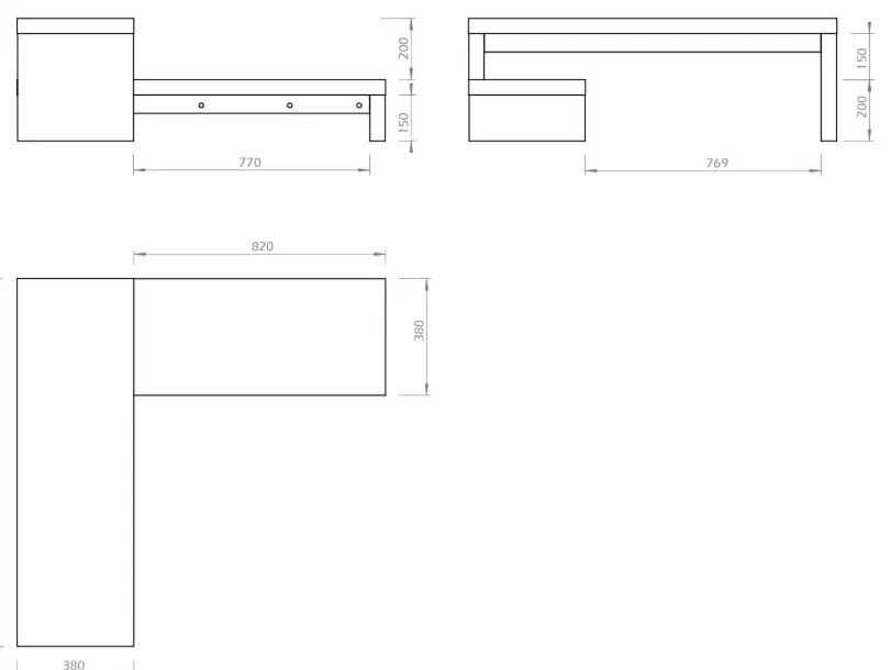 Biely variabilný stolík TemaHome Cliff Walnut