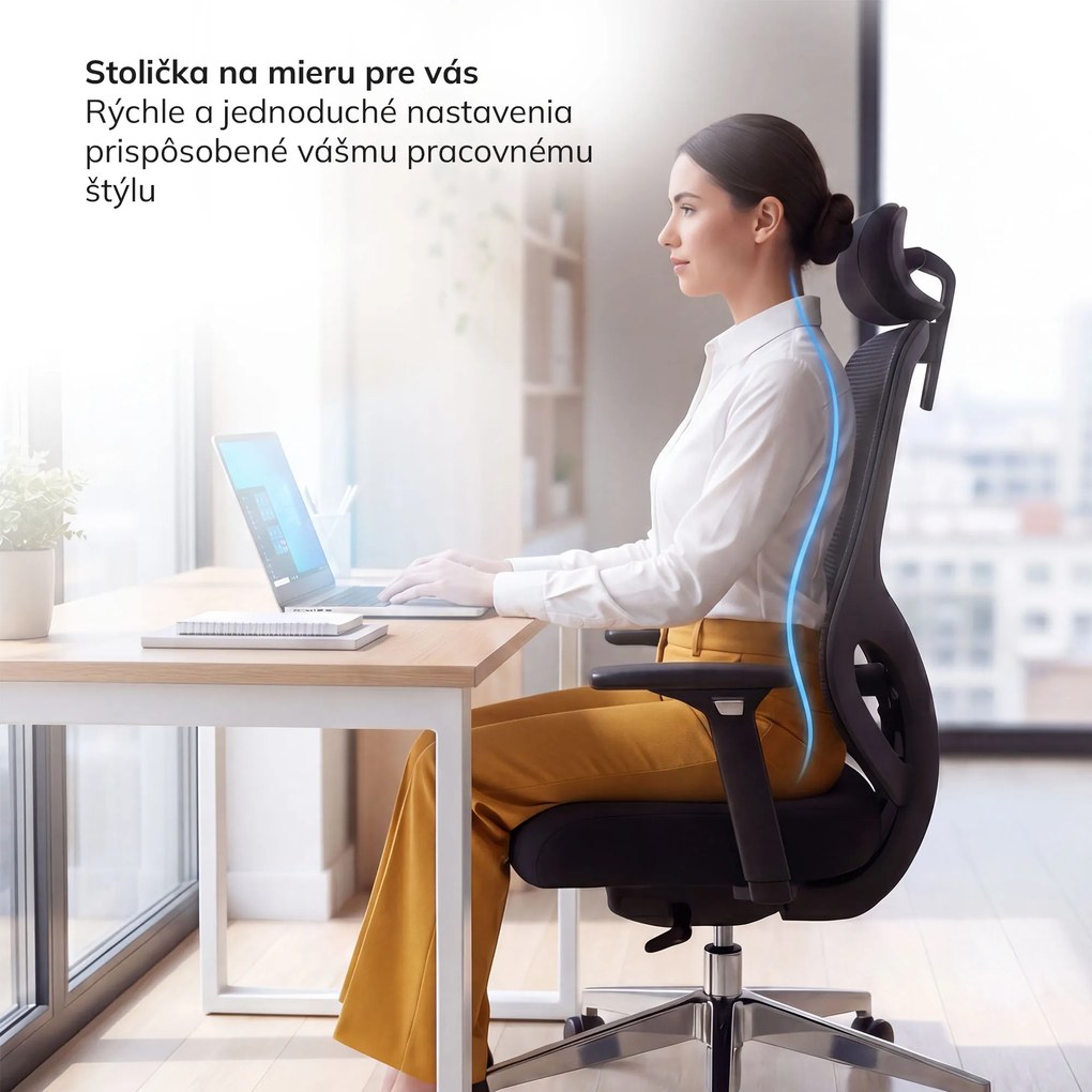 Ergonomická kancelárska stolička so sieťovinou čierna AXIS
