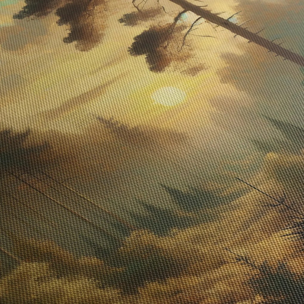 Obraz - Slnko žiariace lesom (90x60 cm)
