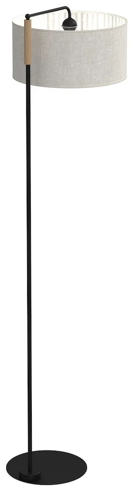 Stojacia lampa Atlanta, 1x ľanové tienidlo, b/drevo