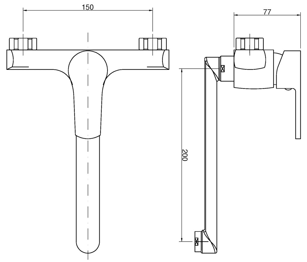 Invena Verso, nástenná drezová batéria s dlhou výlevkou 200mm, chrómová, INV-BC-82-001-C