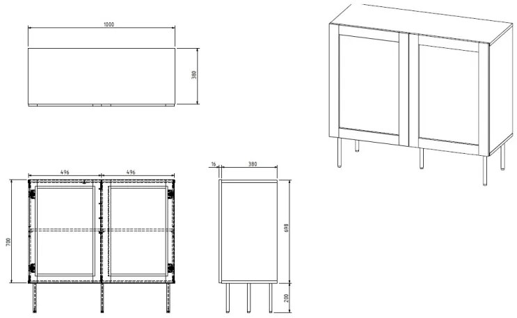 Komoda Juta 100 cm čierna/hnedá