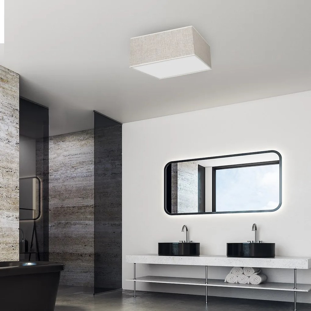 Stropné svietidlo Lino Square, 1x ľanové tienidlo, (biele plexisklo), (50cm)