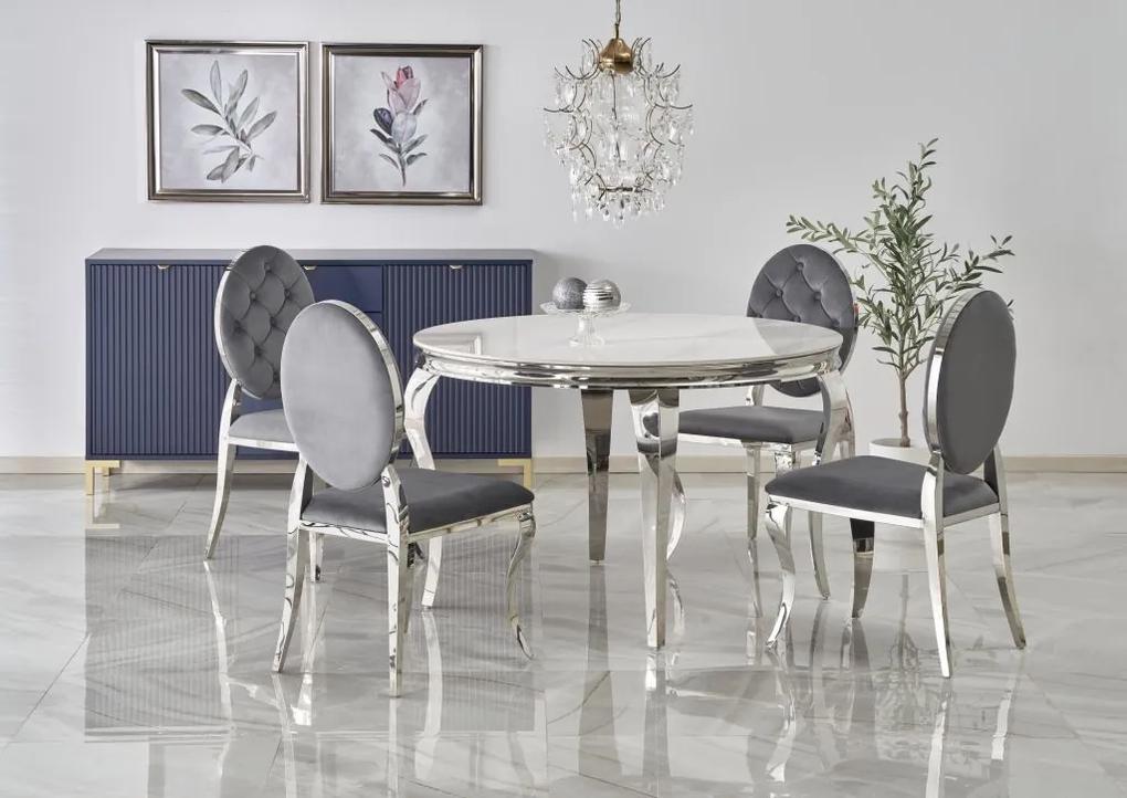 REGINALD table, color: top - white marble, legs - silver