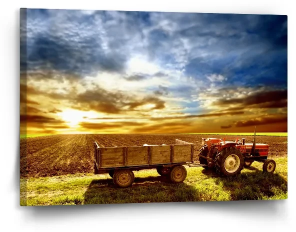 Sablio Obraz Traktor s prívesom - 120x80 cm