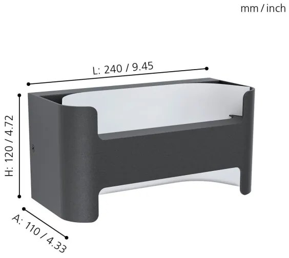 Eglo 98729 - LED Vonkajšie nástenné svietidlo PASSIRANO LED/4,8W/230V IP44