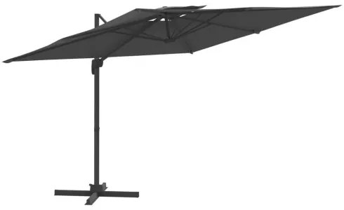 vidaXL Dvojitý konzolový dáždnik antracitový 400x300 cm-