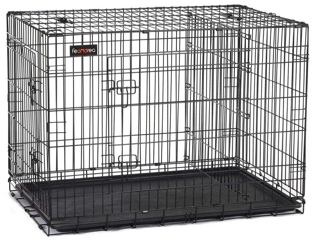 FEANDREA Klietka pre psa FEANDREA, prepravka pre psa s 2 dvierkami, 122 x 74,5 x 80,5 cm, čierna PPD48BK