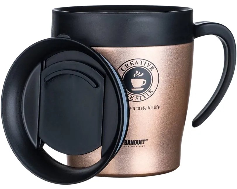 Banquet Termohrnček cestovný TAZZA 330 ml, hnedá