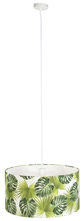 Botanické závesné svietidlo biele s tienidlom s listami 50 cm - Combi 1