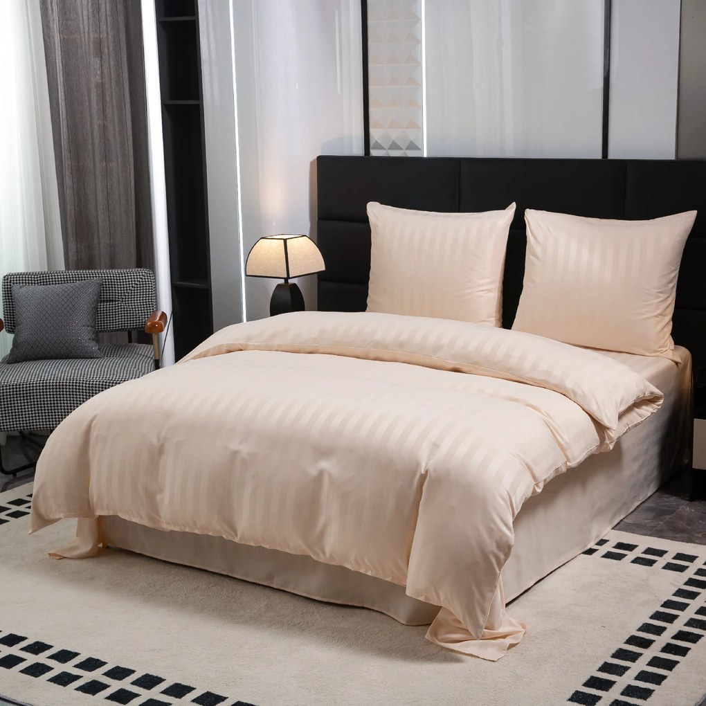 Hotelové obliečky z mikrovlákna JASMINE šampanská - prúžok 2 cm Rozmer obliečky: 70 x 90 cm | 140 x 220 cm