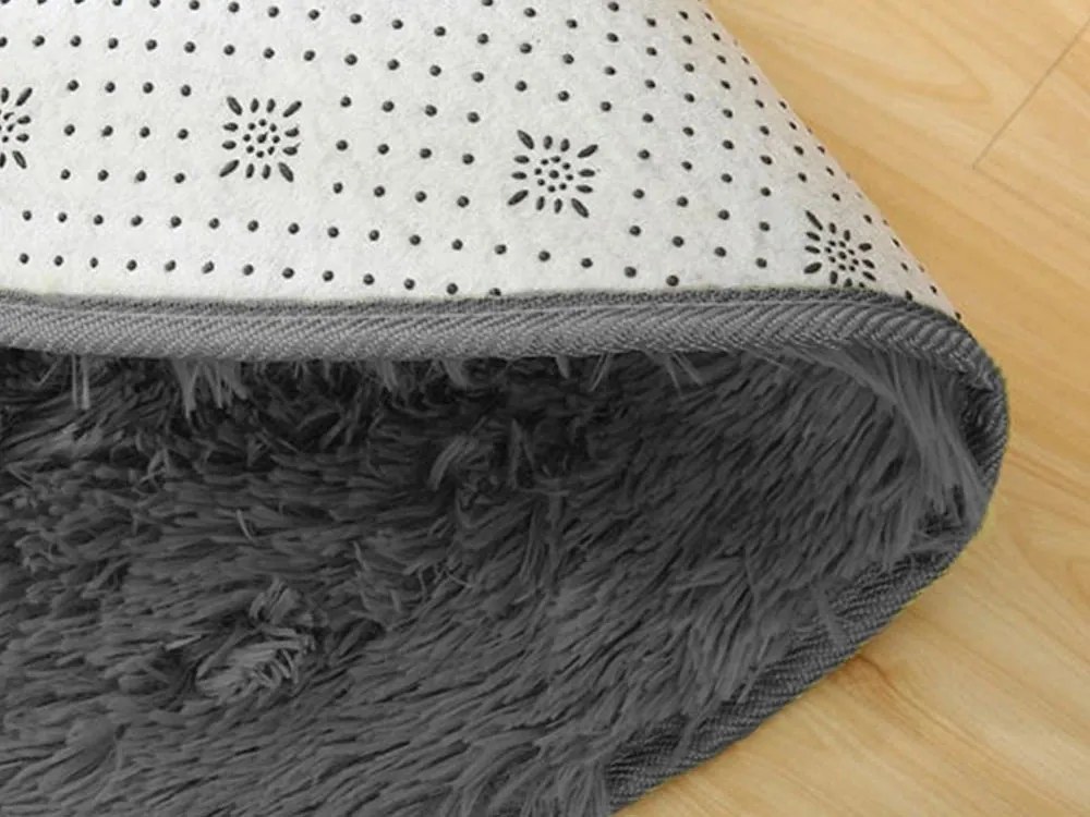 TZ Tmavosivý okrúhly shaggy koberec Lana Rozmer: 120 cm