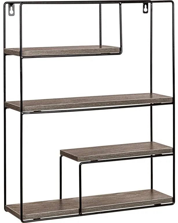 STILISTA Nástenná polica, tm. drevo, 40 x 49,5 x 11,5 cm