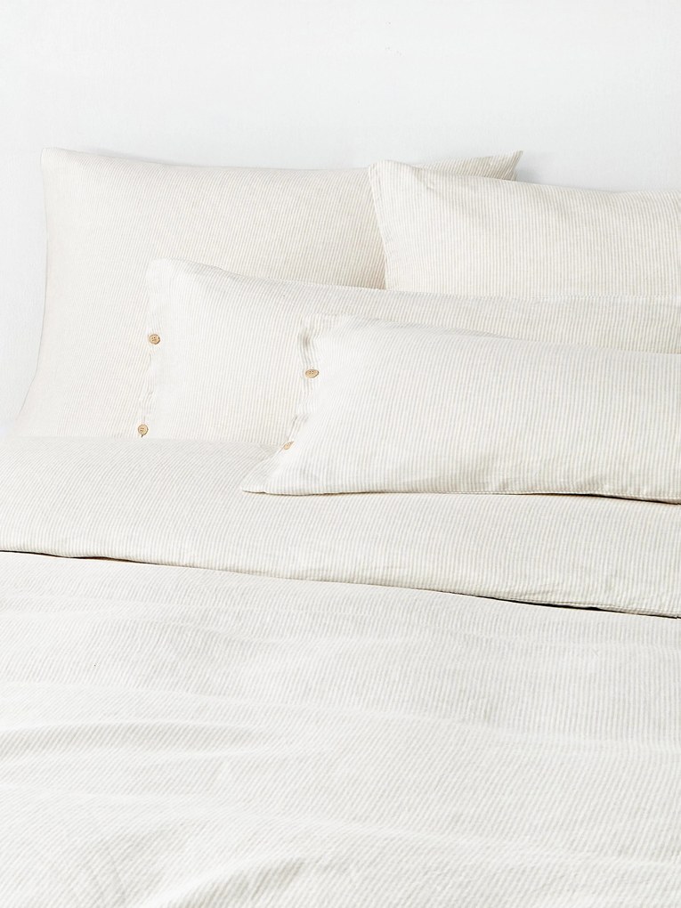 Ľanová obliečka na paplón's vypraným vzhľadom a's jemnými pruhmi Rinna