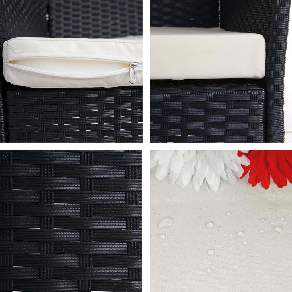 Set 2 záhradných stoličiek Halden, polyratan - antracit, krémové vankúše