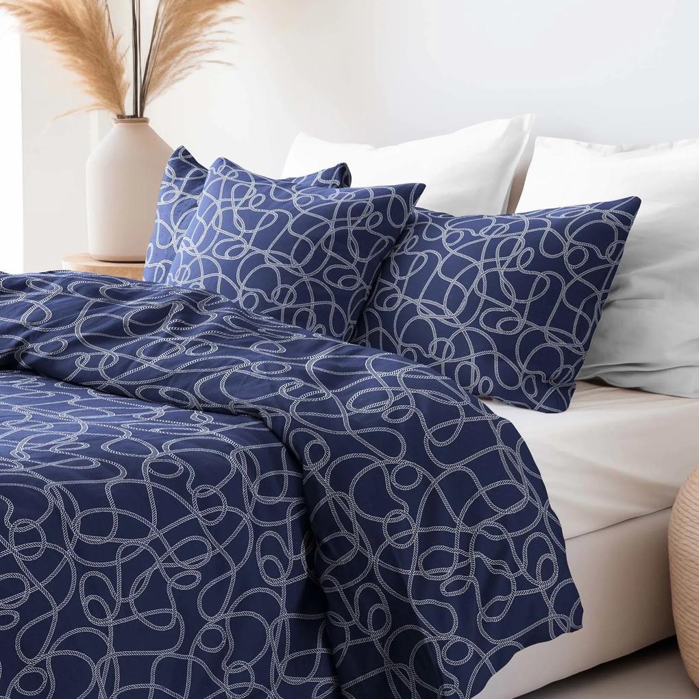 Goldea bavlnené posteľné obliečky - námornícka laná na tmavo modrom 140 x 200 a 70 x 90 cm