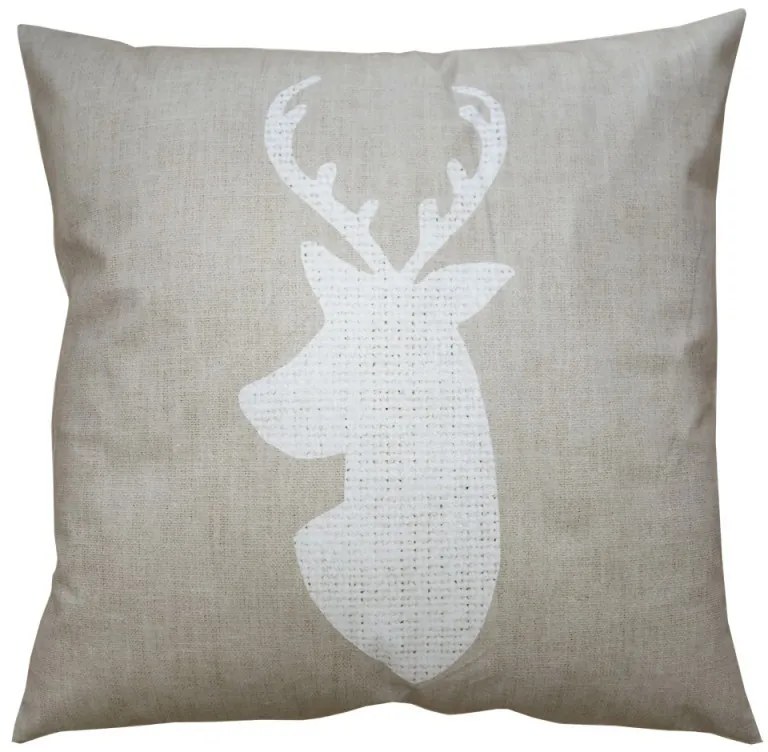 Béžová obliečka na vankúš s jeleňom Deer - 45*45 cm