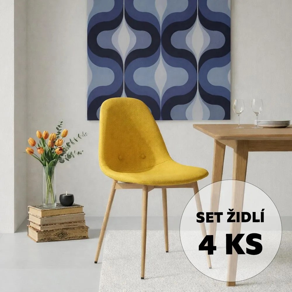 Set - 4 ks Jedálenská stolička AVENBERG RIVA žltá