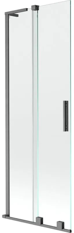 Mexen Velar L, 2-krídlová posuvná vaňová zástena 75 x 150 cm, 8mm číre sklo, brúsený grafit, 896-075-003-01-66