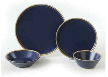 24-dielna jedálenská súprava, modrá/zlatá, keramika