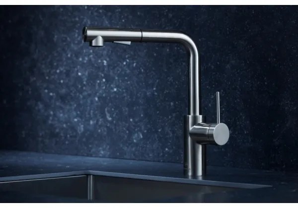 KFA Armatura 6623-110-22 - Drezová batéria s vyťahov. sprškou DUERO BASIC nerez