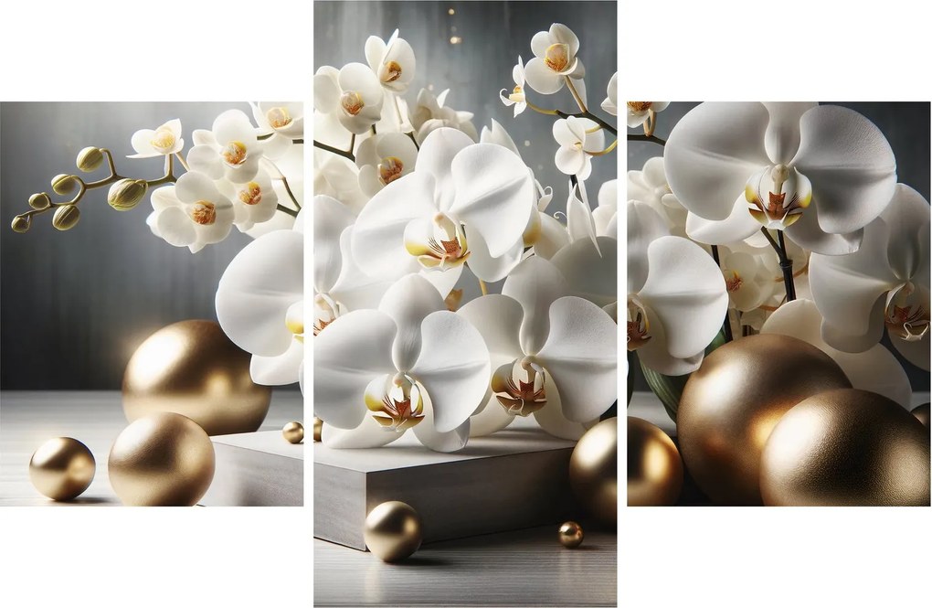 Obraz - Orchidea a zlaté gule (90x60 cm)