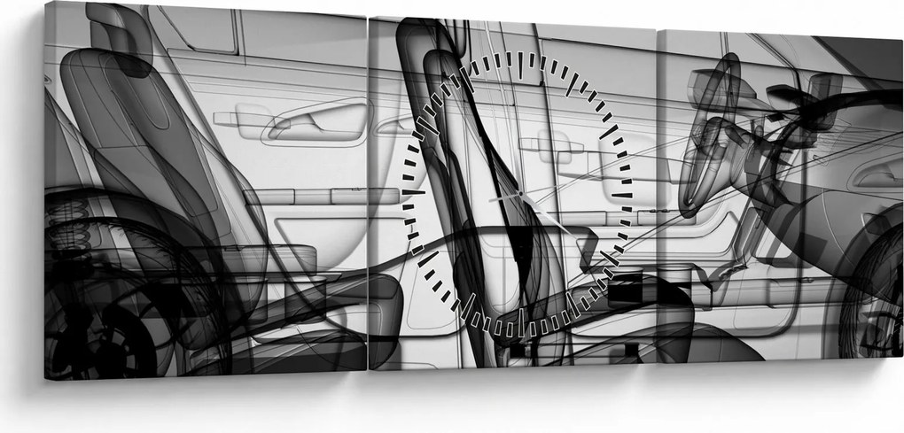 Obraz - 3D model auta (s hodinami) (90x30 cm)