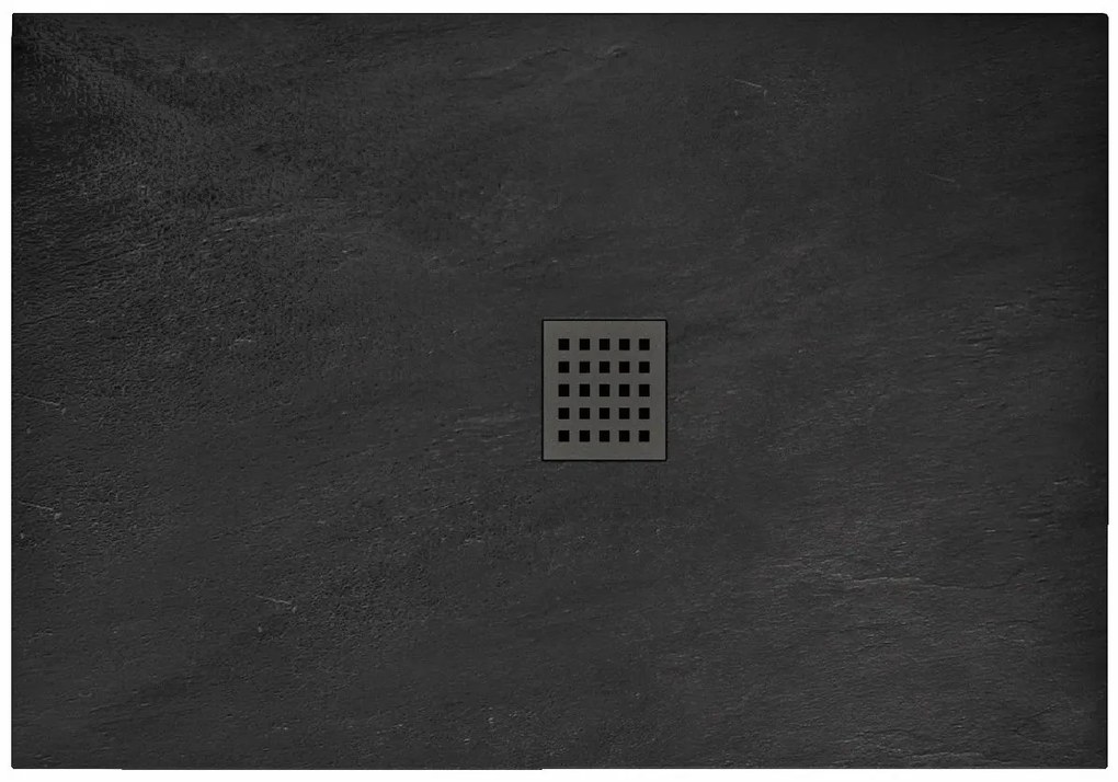 Rea BLACK ROCK- Akrylátová sprchová vanička 80 x 100 x 3,5 cm + sifón, čierna, REA-K4578
