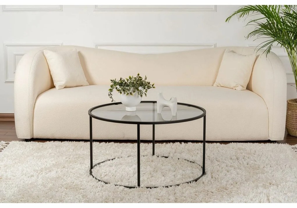 Konferenčný stolík Aurum Black s tmavým sklom, 80 cm