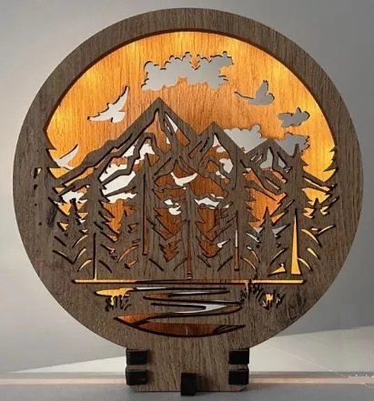 Drevená lampička na nočný stolík Vrchy