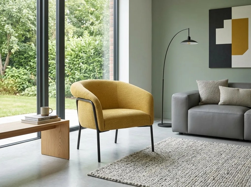 Dizajnové kreslo CLOVER BREGO, horčicové