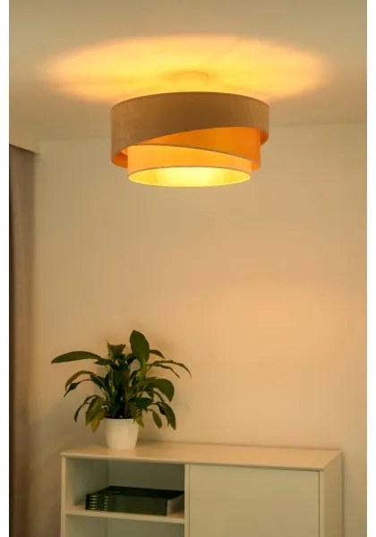 Duolla - Prisadený luster KOBO 1xE27/15W/230V pr. 45 cm béžová/zlatá/krémová