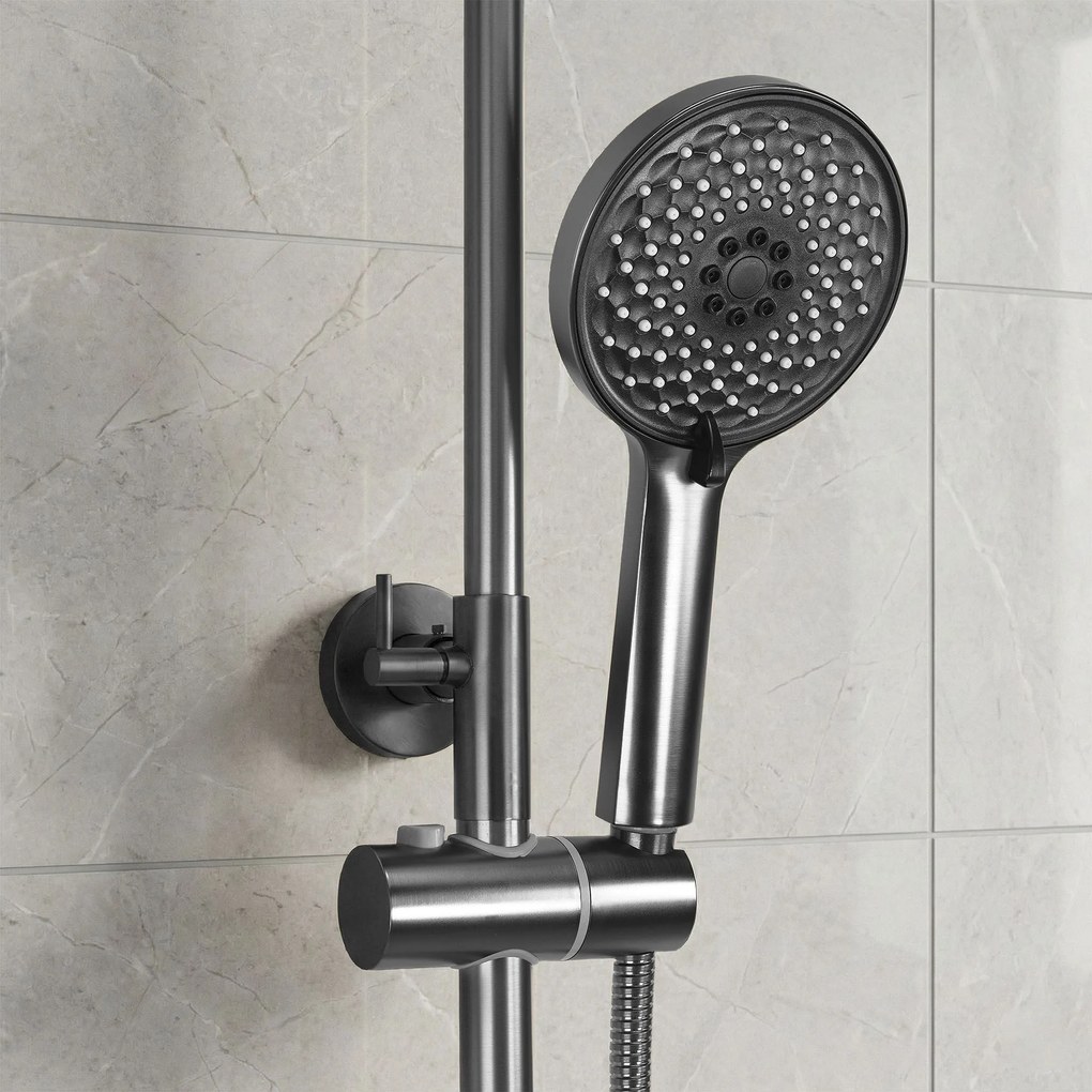 Rea Ontario, sprchový set nástenný s dažďovou sprchou, grafitová matná, REA-P9495