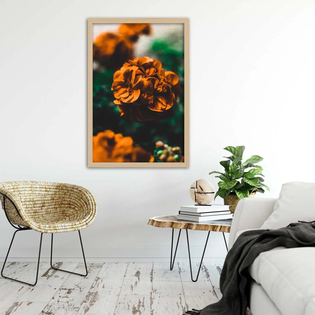 Gario Plagát Oranžové letné kvety Farba rámu: Čierna, Rozmery: 70 x 100 cm