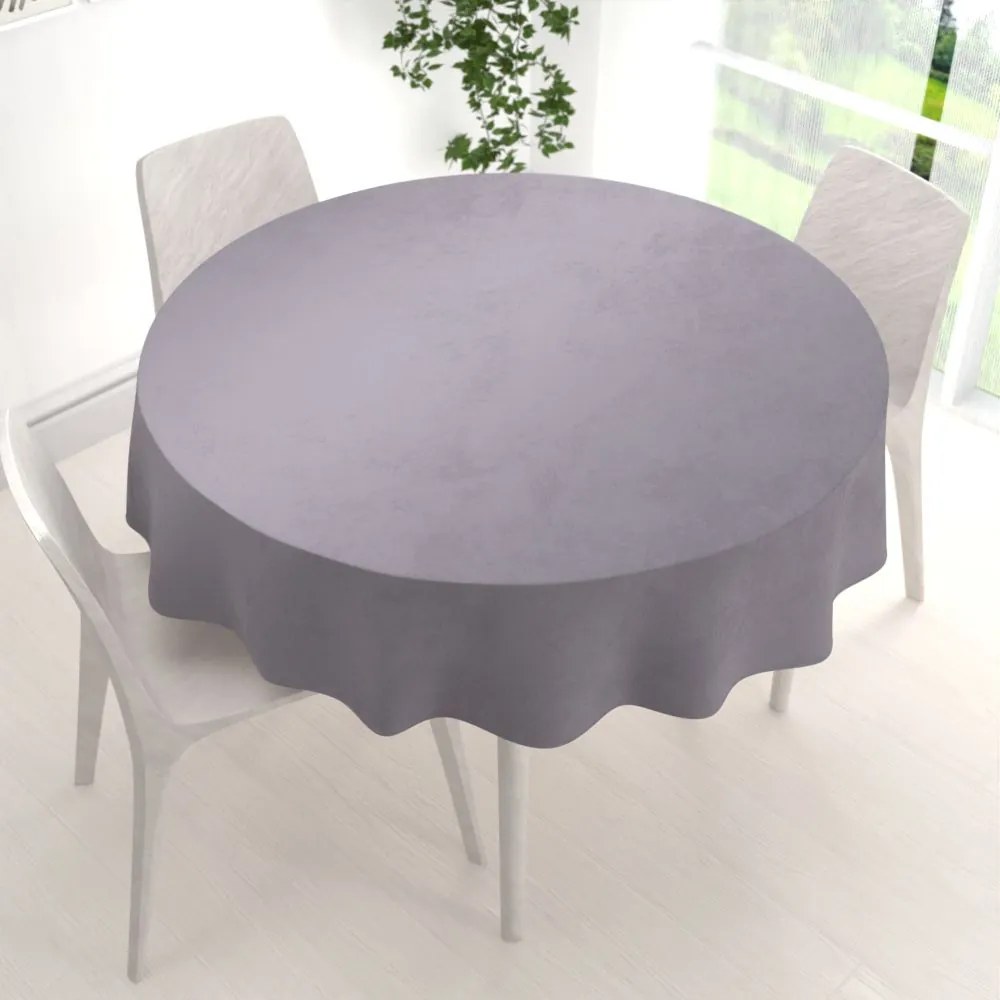 Biante Veľký zamatový okrúhly obrus Velvet Premium SVP-013 Sivý Ø 220 cm