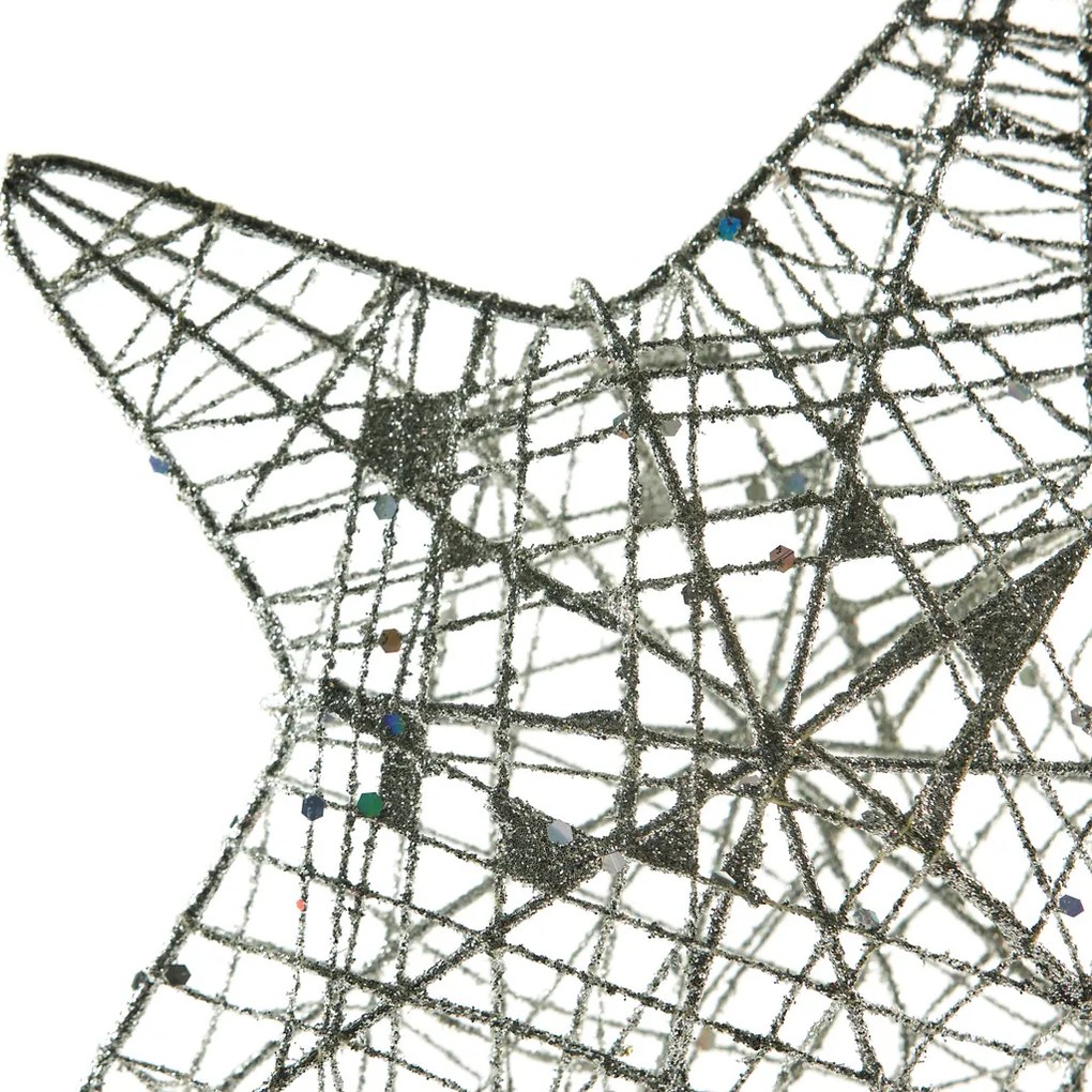 DECOLED Hviezda na vrchole stromu, strieborná, 18 x 30 cm