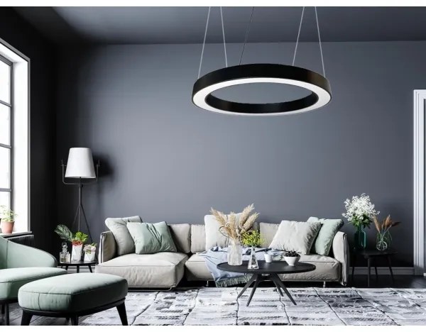 LED Luster na lanku LED/50W/230V 4000K pr. 100 cm čierna