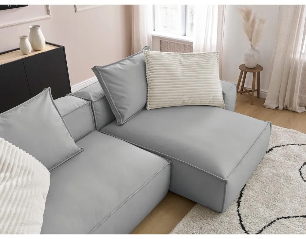 Svetlosivá rohová pohovka z imitácie kože Boheme – Bobochic Paris