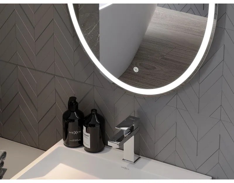 Mexen Elz, LED kúpeľňové zrkadlo s podsvietením 50 x 70 cm, 6000K, ochrana proti zahmlievaniu, 9802-050-070-611-00