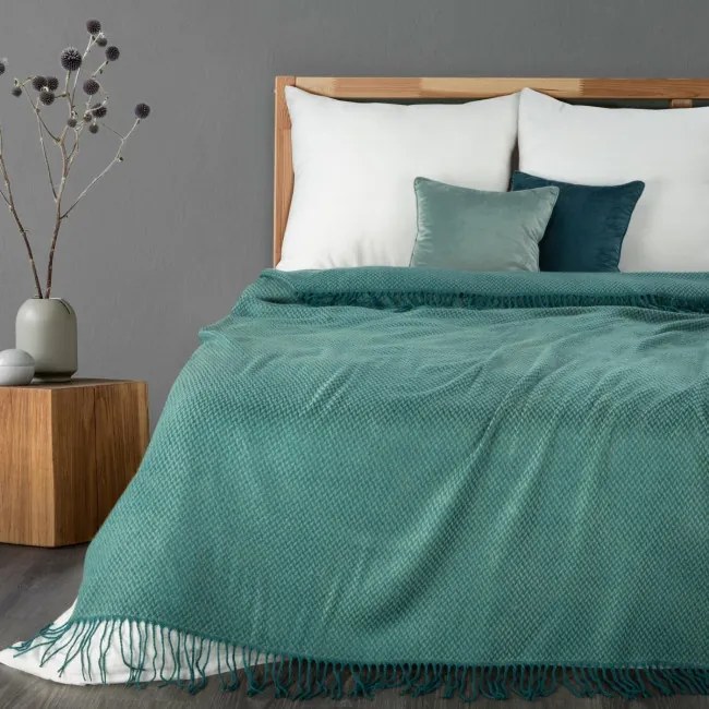 Deka AKRYL so strapcami, mätová / tyrkysová