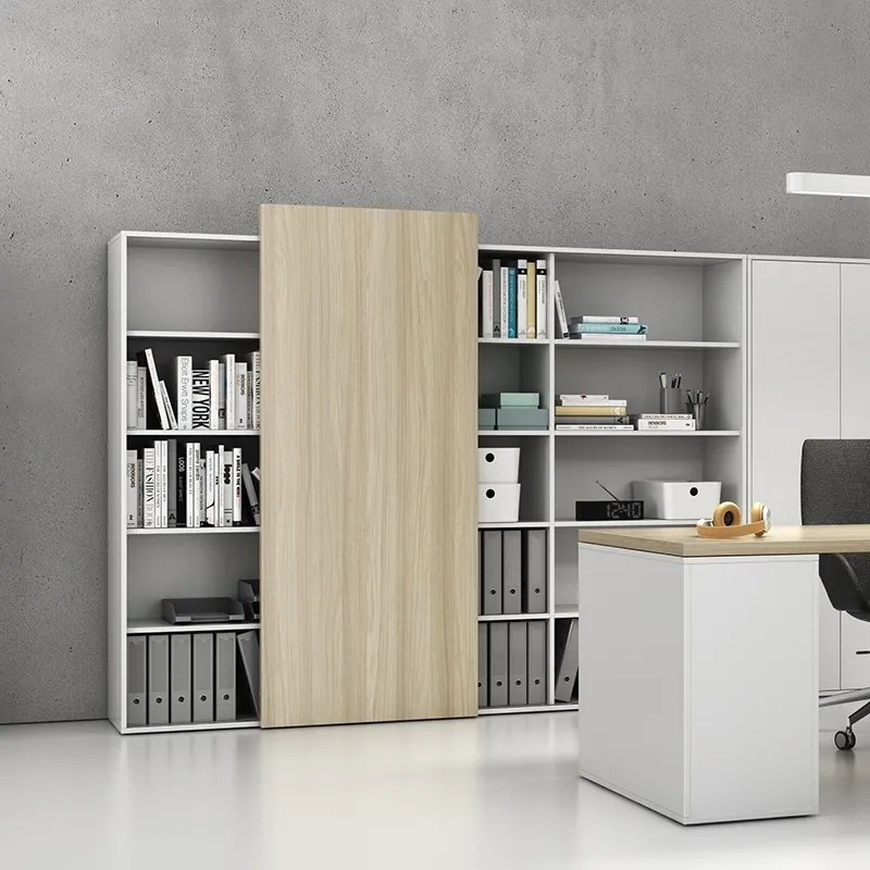 PLAN Skriňa vysoká otvorená BLOCK Wood, 1600 x 400 x 1748, grafitová