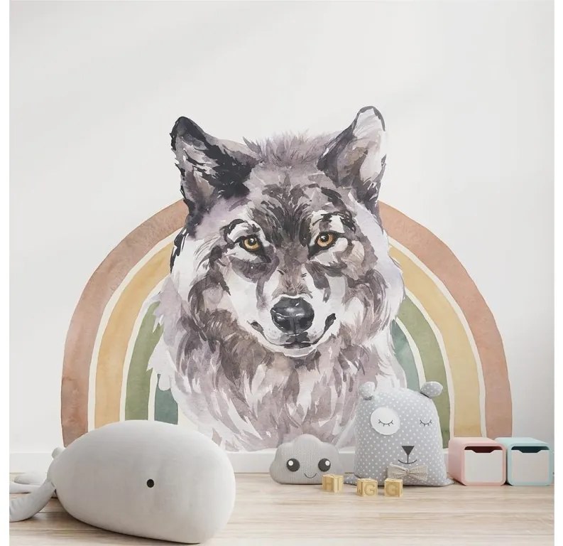 Gario Detská nálepka na stenu Rainbow animals - vlk Farba: B, Rozmery: 98 x 75 cm