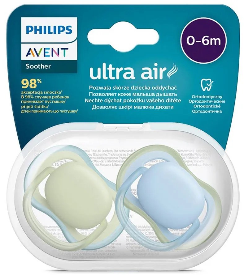 Dojčenský cumlík Ultra air Neutral Avent 0- 6 mesiacov - 2 ks chlapec, vel. 0-6 m