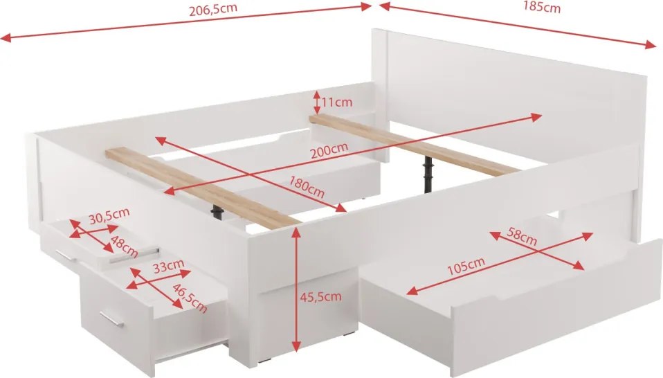 Postel Iwetta 180x200 cm, biela